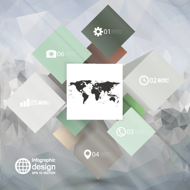 信息图形立方体框为商业概念，现代三角形设计矢量图片下载