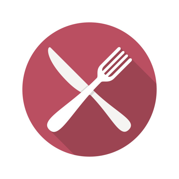 叉子和刀与长影子的图标图片下载