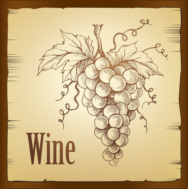 串葡萄。酒的标签图片下载