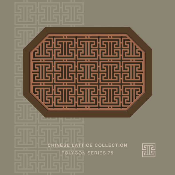中式窗饰多边形框75螺旋方形图片下载