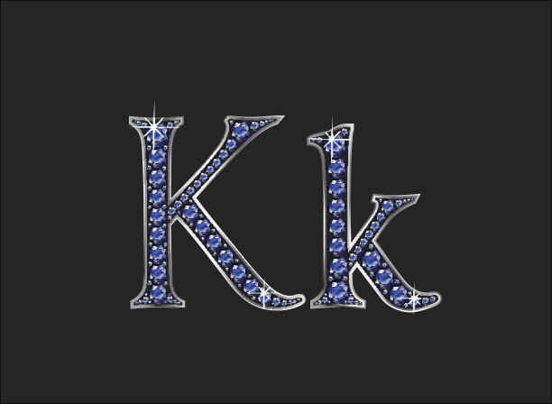 Kk蓝宝石宝石字体与银通道图片下载