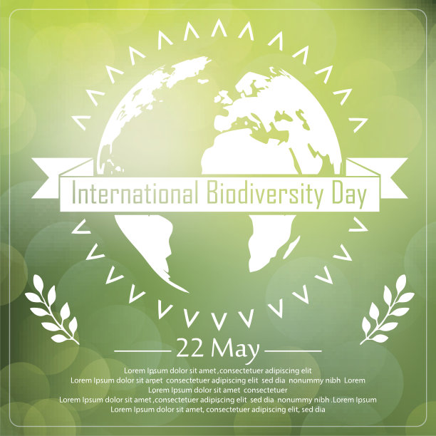 生物多样性背景与地球和丝带的形状排版图片下载