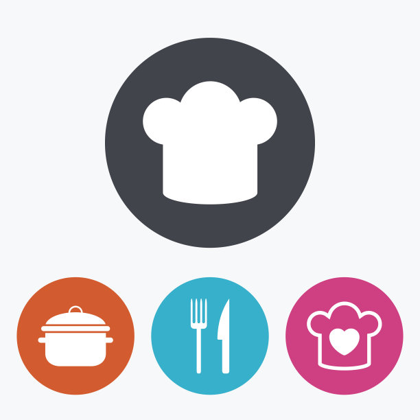 酋长帽子，炊具图标。刀叉。图片下载