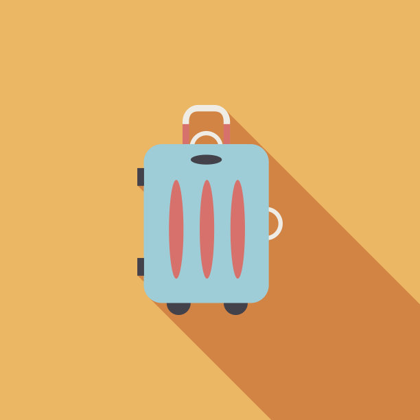 复古的旅行箱，扁平的图标与长影子图片下载