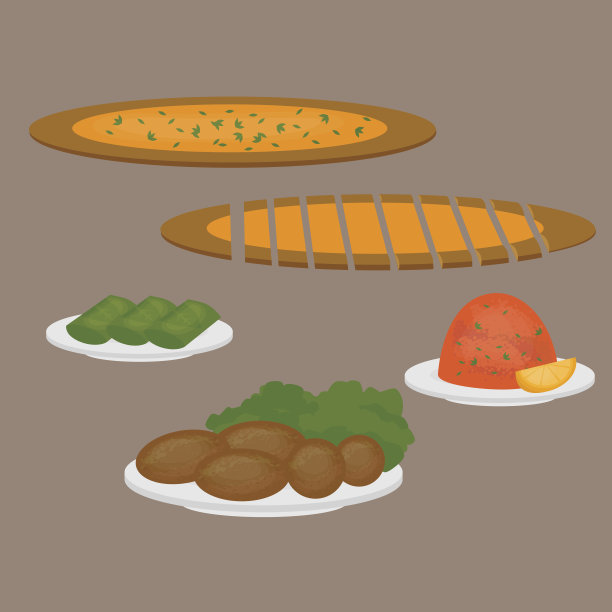 土耳其美食：披萨、扁豆沙拉、炸肉排等图片下载