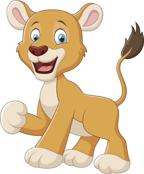 滑稽的狮子卡通挥手图片下载