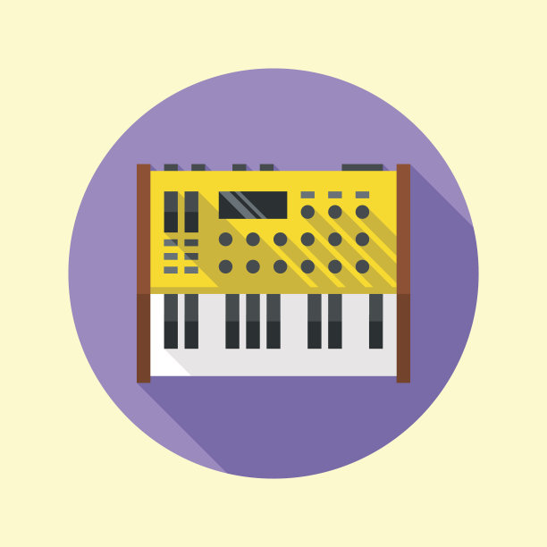 模拟合成器图标。平面设计长阴影。矢量插图。图片下载