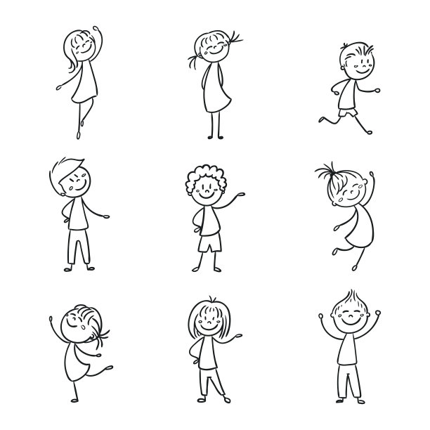 矢量手画快乐的孩子图片下载