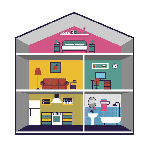色彩向量屋室内信息图形设计元素图片下载