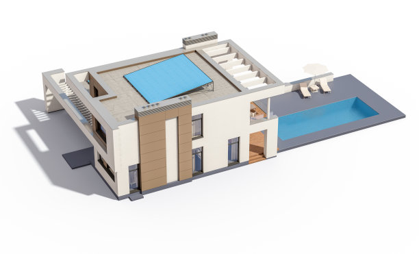 现代住宅的3d渲染图片下载