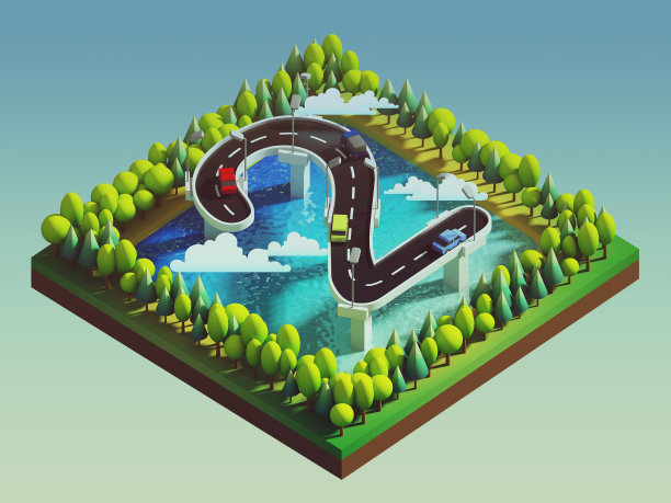 等距岛交通图片下载