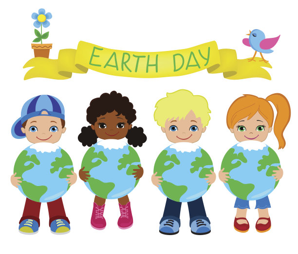 快乐的孩子们庆祝地球日。图片下载