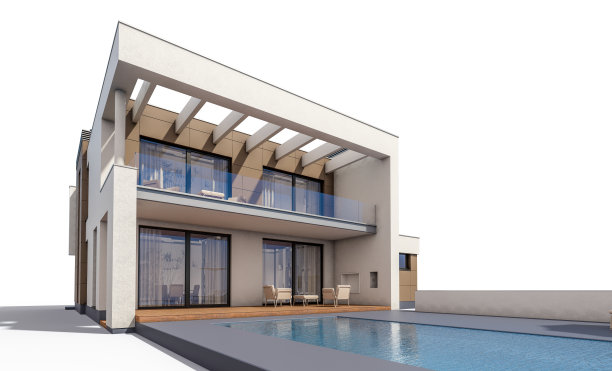 现代住宅的3d渲染图片下载