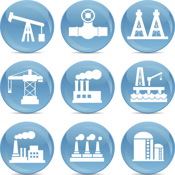 与石油和天然气相关的图标白色的蓝色闪亮的球图片下载