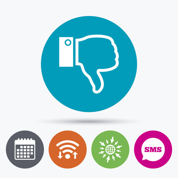 不喜欢标志图标。手手指向下的符号。图片下载