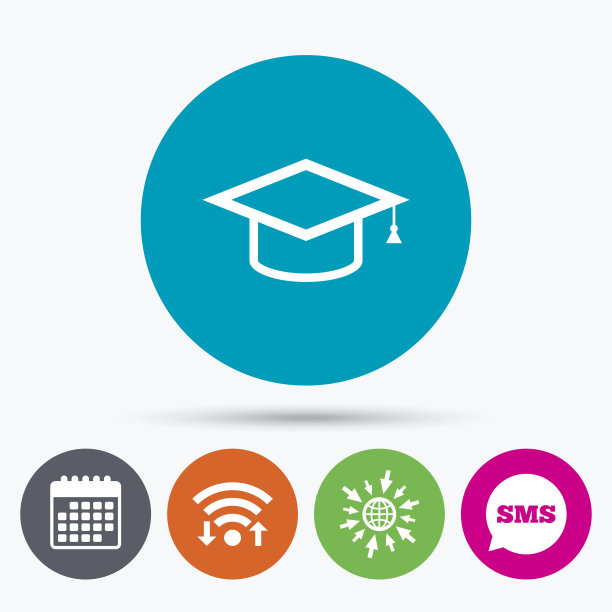 毕业帽标志图标。教育的象征。图片下载