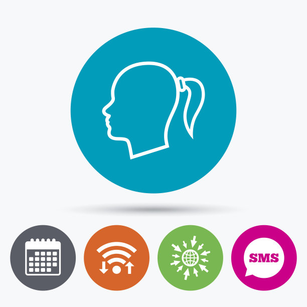 头标志图标。女人的女人的头。图片下载