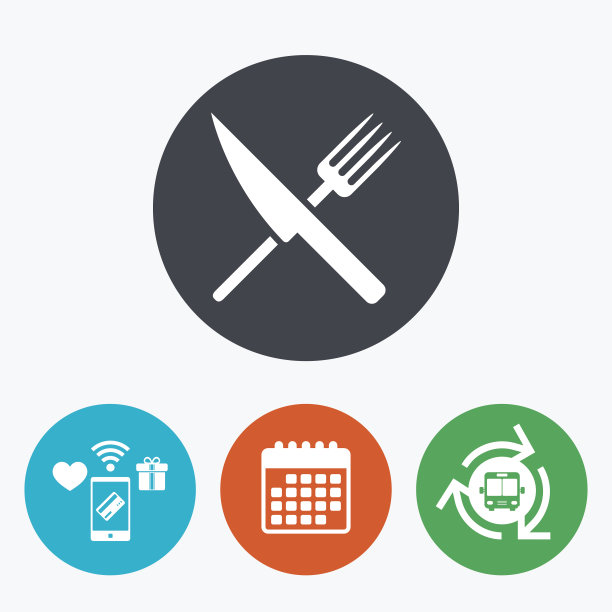 食品标志图标。餐具的象征。刀和叉。图片下载