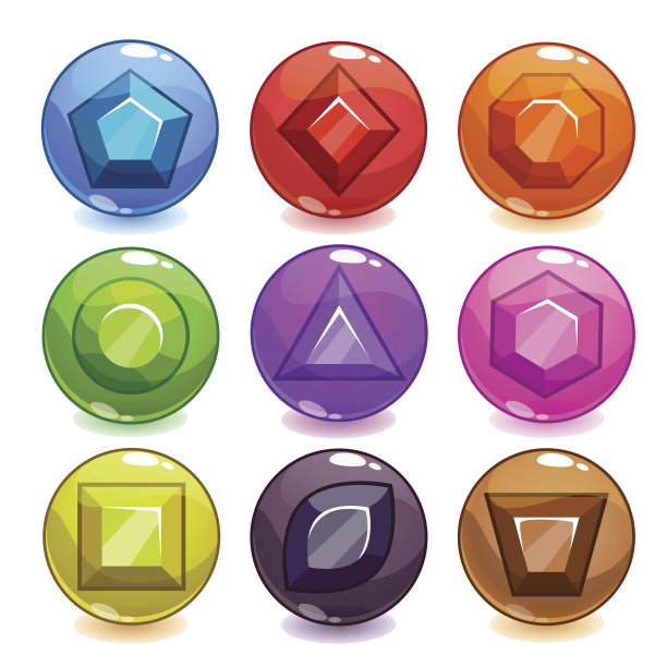 卡通色彩的泡泡里面有宝石图片下载