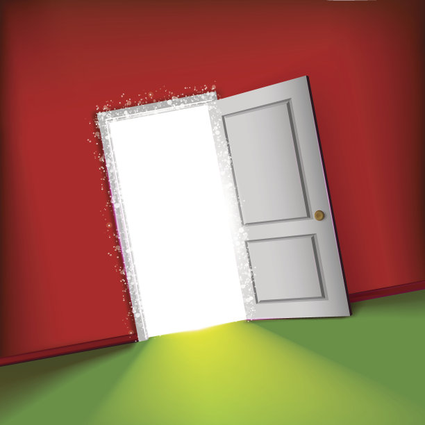 全新的开放式门与轻的概念图片下载