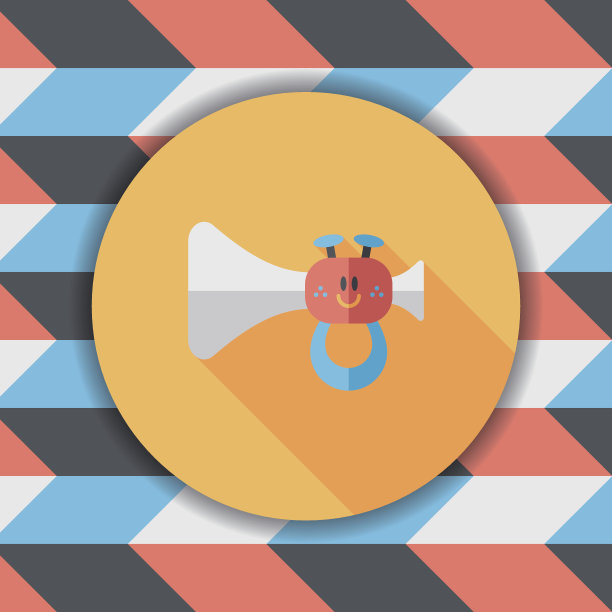 喇叭或喇叭玩具扁平图标与长影子，eps10图片下载