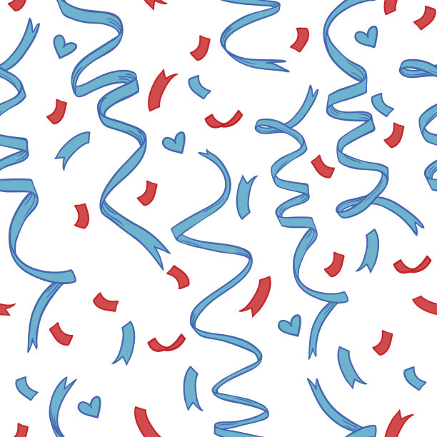 手绘无缝图案-五彩纸屑。美国独立日素材图片