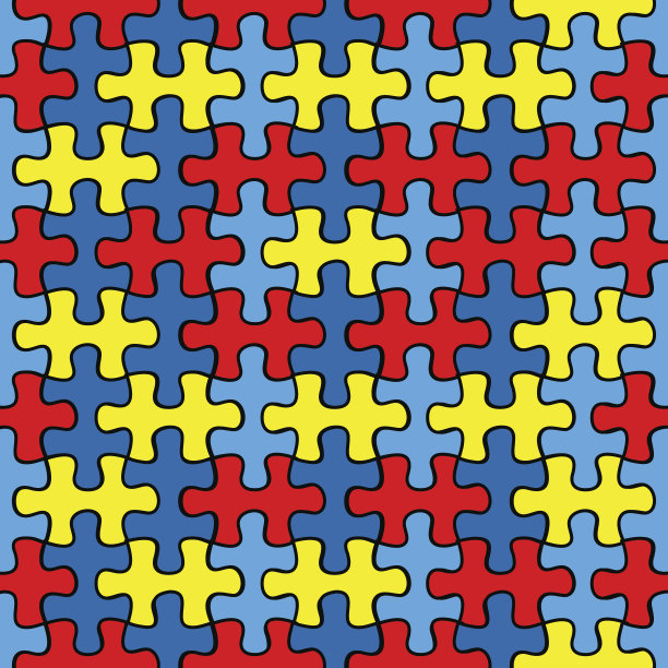 自闭症意识拼图无缝模式图片下载