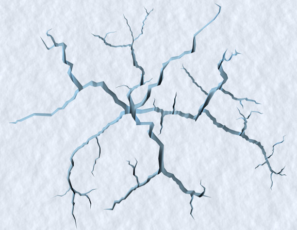 有裂缝的冰川的雪表面的裂缝图片下载