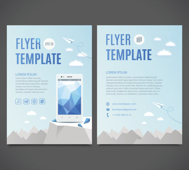 商务传单模板与现代白色智能手机图片下载