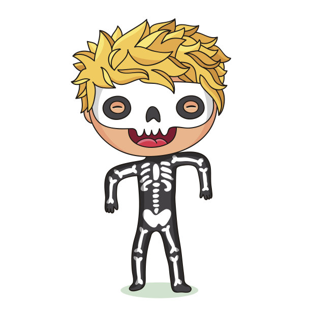 万圣节扮成骷髅的孩子图片下载