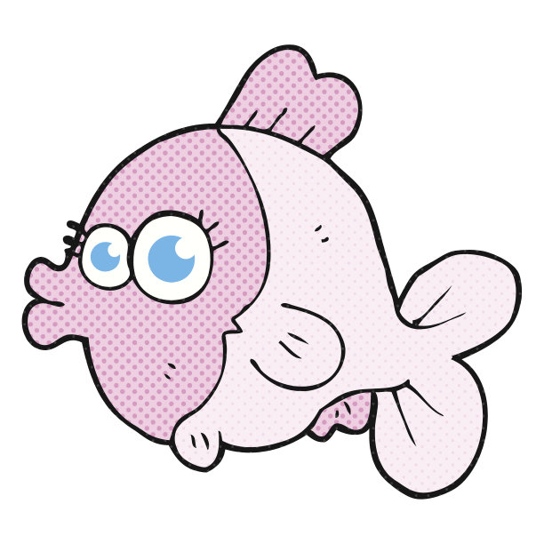 长着漂亮大眼睛的滑稽卡通鱼图片下载