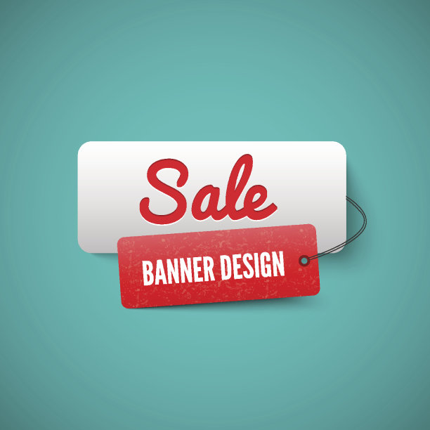 销售3D旗帜标签。销售标签的概念。素材图片