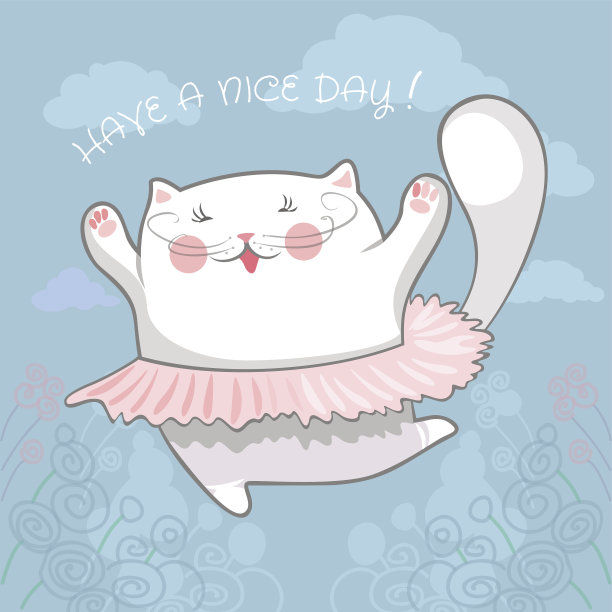 可爱的矢量插图与可爱的芭蕾舞猫。芭蕾舞。图片下载