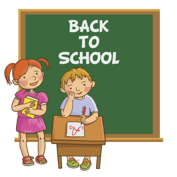 两个女孩在黑板上写字图片下载