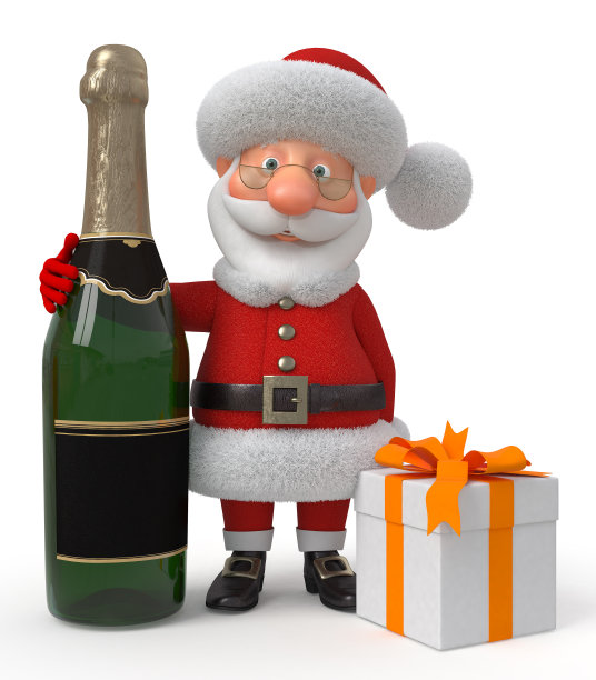 圣诞老人拿着香槟酒瓶图片下载