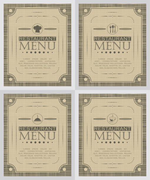 一套创意餐厅菜单封面设计图片下载