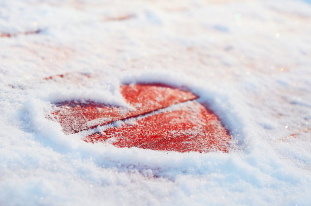 情人节的心在雪花上图片下载
