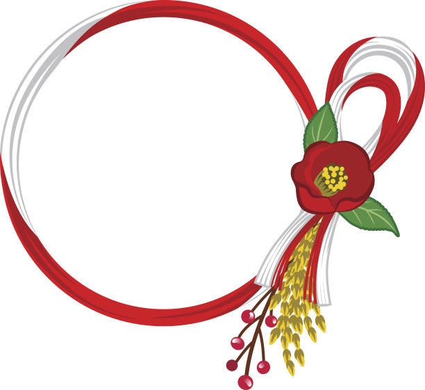 日本传统花圈-茶花，红色和白色图片下载
