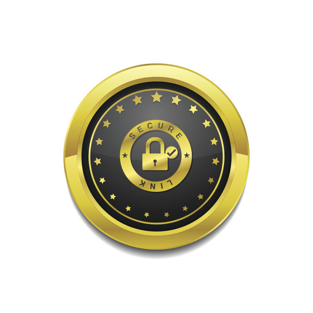 安全链接黄金矢量图标按钮图片下载