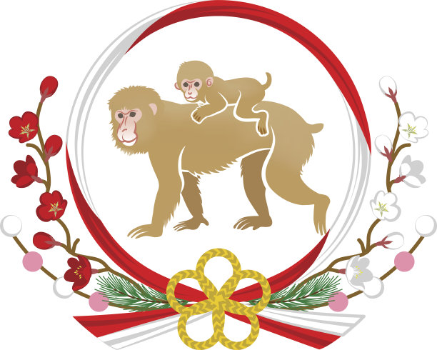 猴年饰品，妈妈和孩子骑图片下载