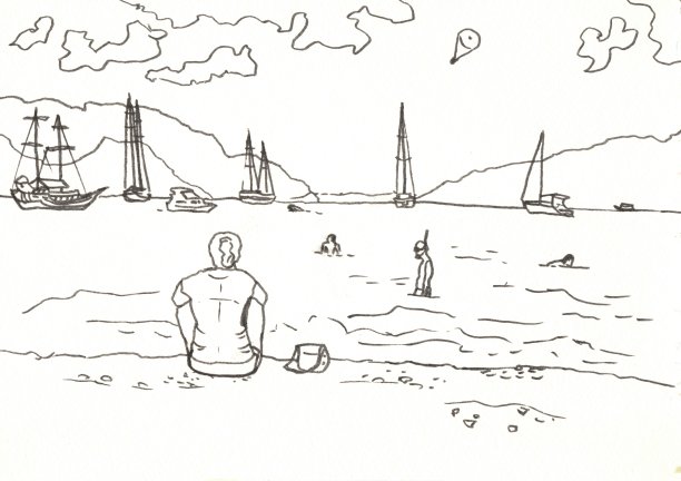 海滩上的人们。数字图片下载