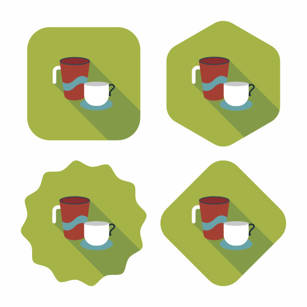 厨具杯平面图标与长影子，eps10图片下载