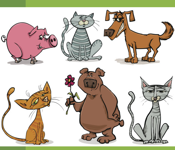 动物素描卡通设置插图图片下载