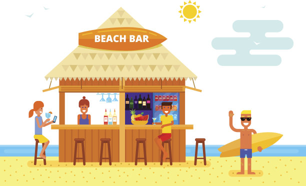 海滩酒吧图片下载