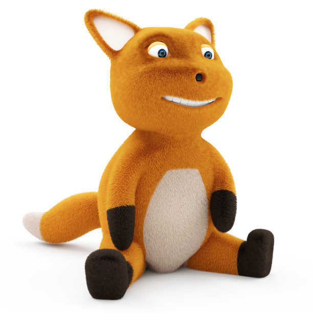 有趣的小狐狸坐在白色的背景上图片下载