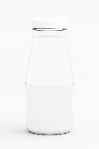牛奶在玻璃瓶隔离，3D渲染图片下载