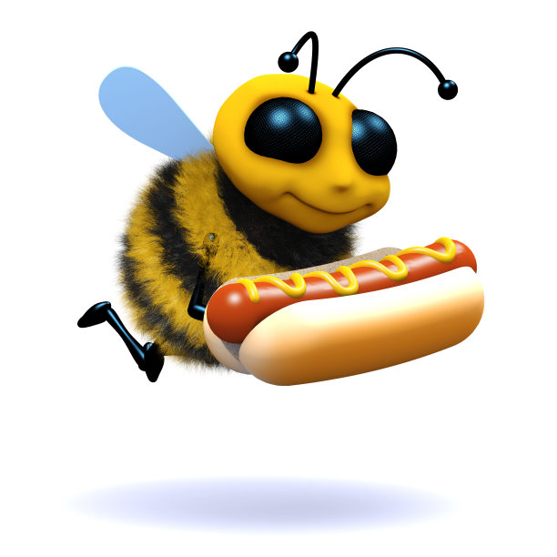 3d蜜蜂有一个热狗图片下载