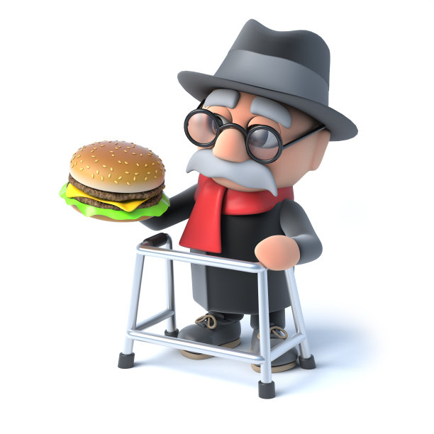 3d老人吃一个汉堡图片下载