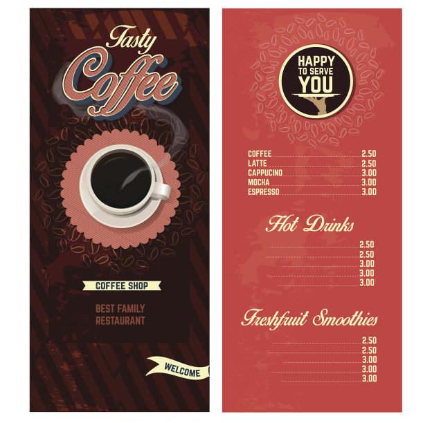 咖啡店菜单设计模板。图片下载