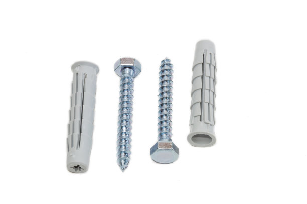 两颗六角木螺钉和两颗塑料销钉图片下载